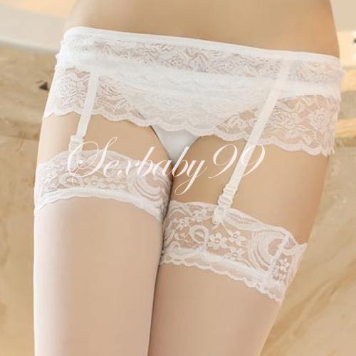 sexbaby99-性感蕾絲美腿吊帶襪-2件組-白色