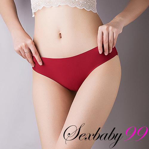 無盡寵愛-性感低腰冰絲一片式蕾絲丁字褲-酒紅色