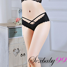 甜蜜嬌戀-性感鏤空低腰冰絲無痕三角褲-黑色