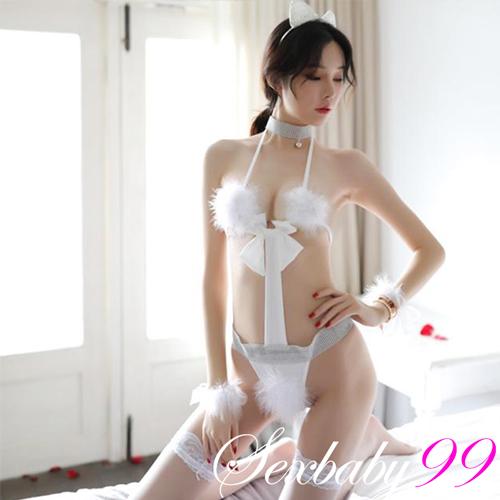 愛情陷阱-性感比基尼三點式連身衣-白色