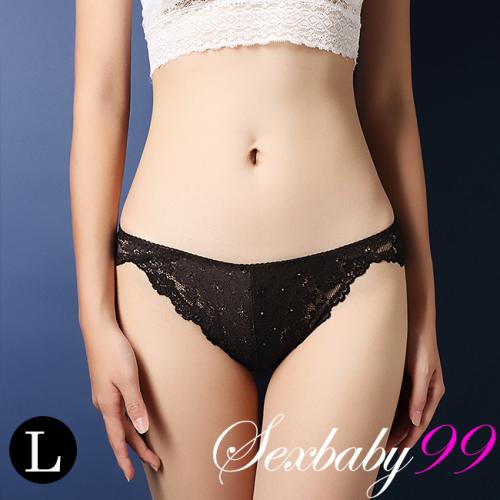 蜜臀心機-性感誘惑低腰蕾絲三角褲-黑色-L
