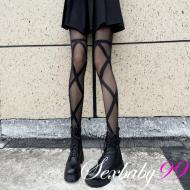 羅馬風情 美腿顯瘦性感交叉絲襪-黑色