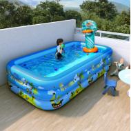 (升級款加厚)三層印花泡泡底充氣游泳池1.5米