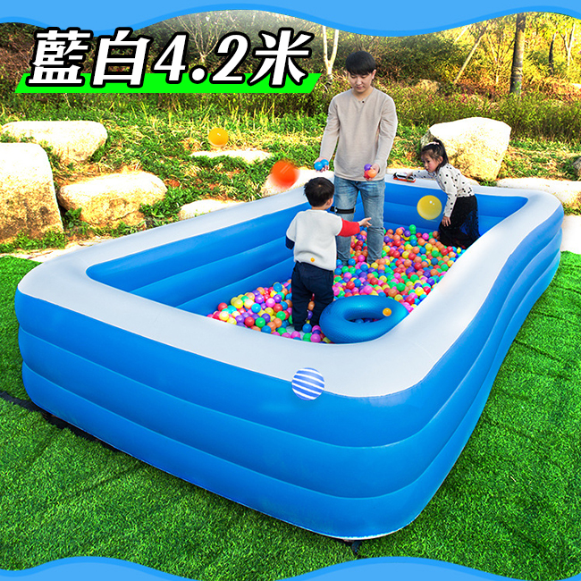 (升級款加厚)海洋風三層充氣游泳池4.2米