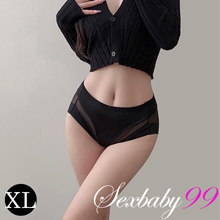 (大尺碼)美臀透氣無痕中腰三角褲-黑色XL