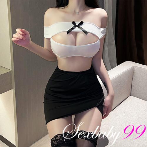 禁忌之愛 一字領性感秘書OL角色扮演服