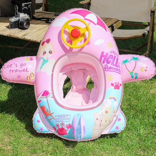 粉色小女孩飛艇充氣方向盤座艇