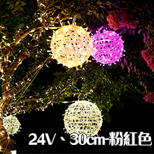 LED圓藤球粉紅色-24v30CM
