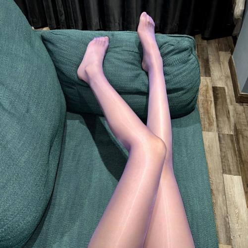 高質感高密度針織油亮絲襪-紫色