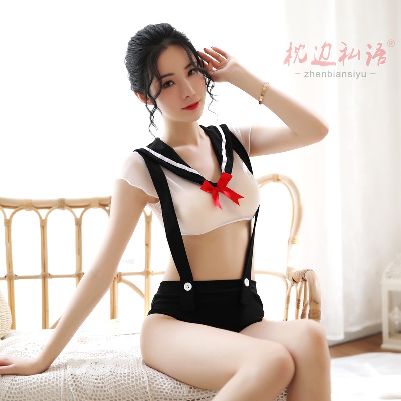 激免脫開襠日系水手服-黑色(賣完下架)