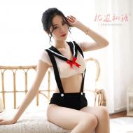 激免脫開襠日系水手服-黑色(賣完下架)