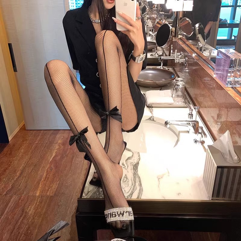 性感蝴蝶結背線顯長腿網襪