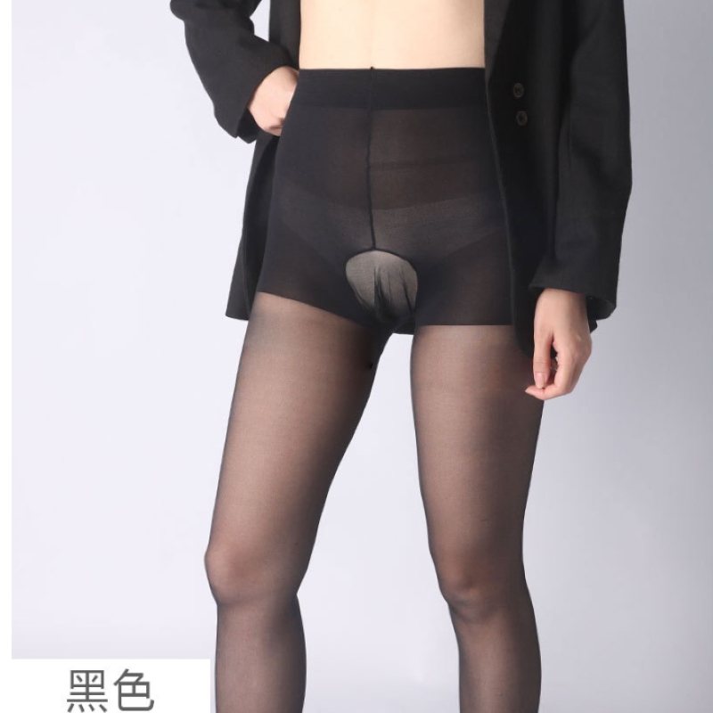 男士大尺碼超薄5D隱形絲襪-黑色包蛋