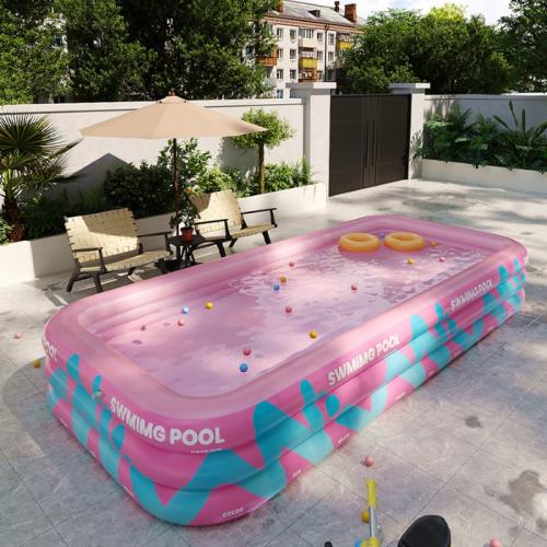 活力粉2.1米三層充氣游泳池