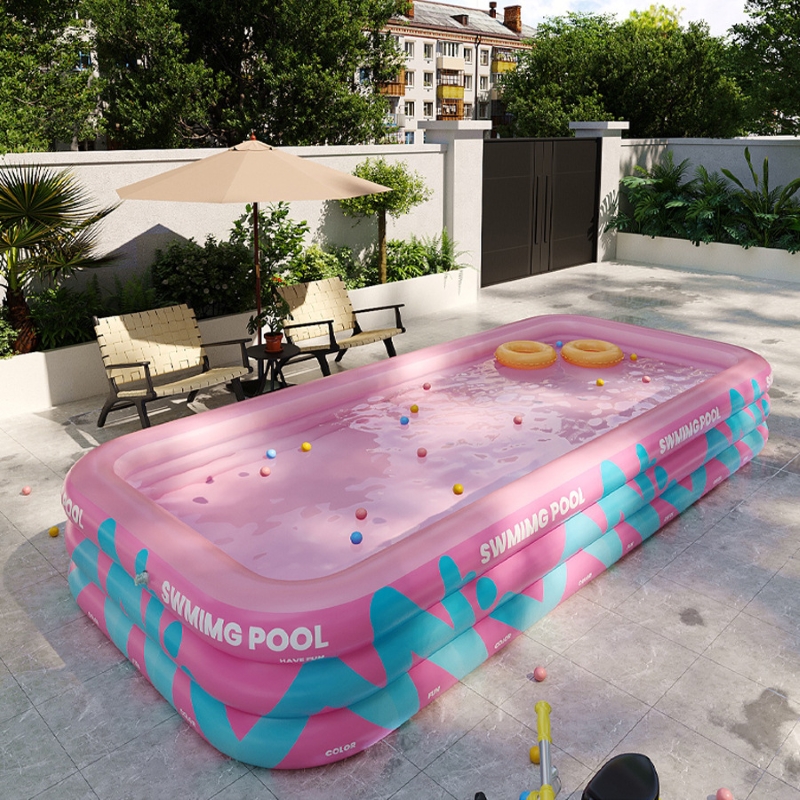 活力粉2.1米三層充氣游泳池