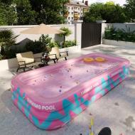 活力粉2.1米三層充氣游泳池