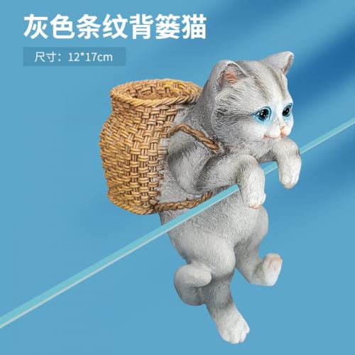 魚缸裝飾配件-灰貓