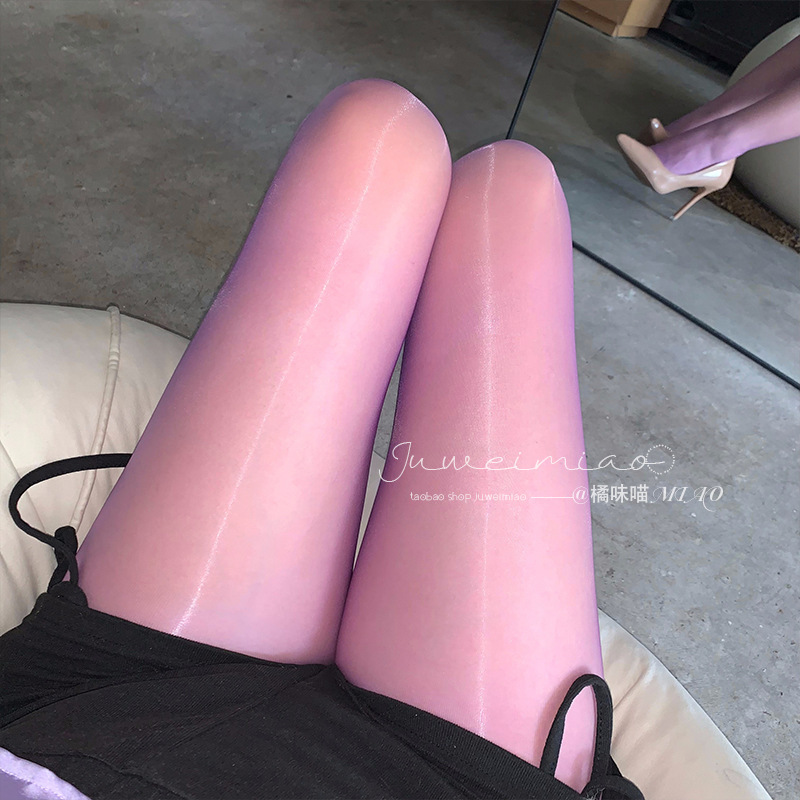 巨峰果凍 1D極光無腰邊一線襠絲襪-紫色