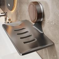 免打孔吸盤壁掛式肥皂盒-槍灰色