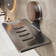 免打孔吸盤壁掛式肥皂盒-槍灰色