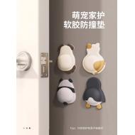 萌寵軟膠門後防撞貼-黑企鵝